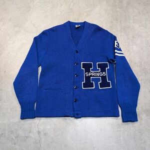 VTG 50s Nelson Knitting Mills Letterman Sweatshirt Blue Flaws Adult